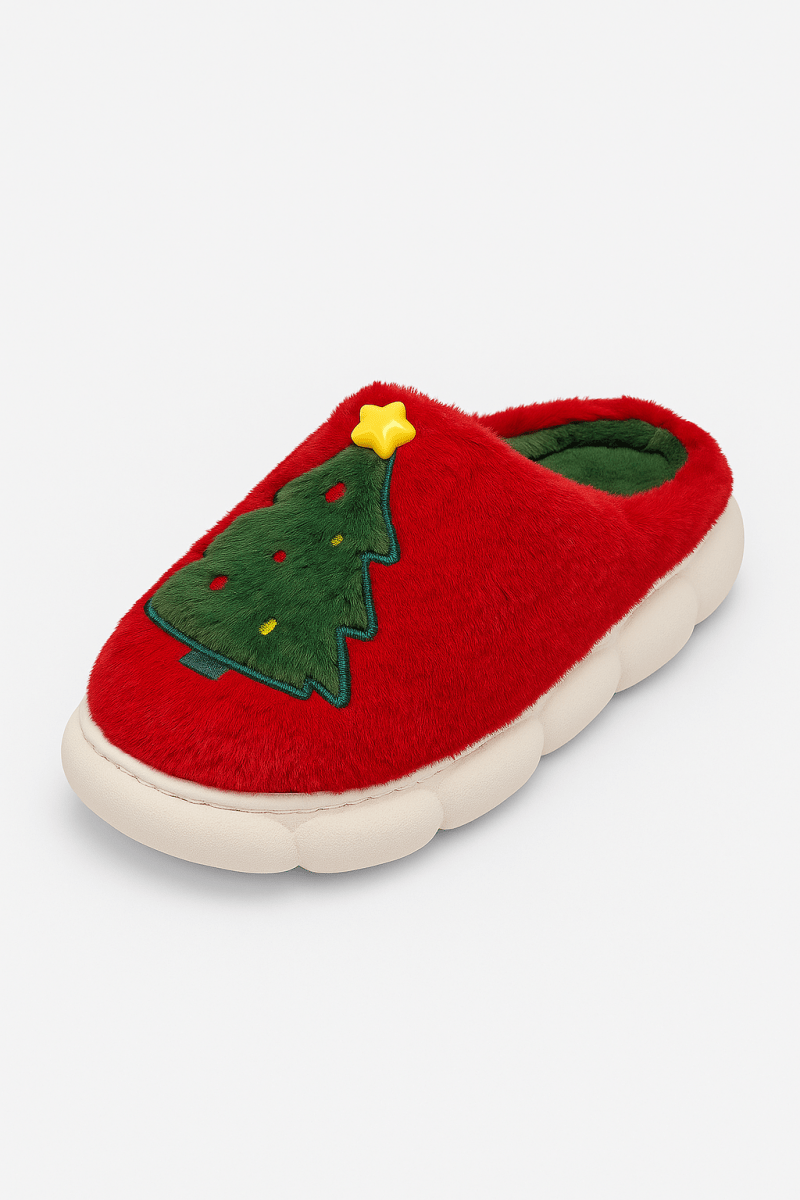 Pantuflas navideñas gruesas suela felpa interior árbol - Carmen Modas - Slides Shoes + Flip Flops