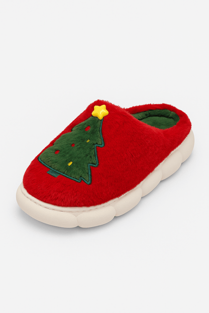 Pantuflas navideñas gruesas suela felpa interior árbol - Carmen Modas - Slides Shoes + Flip Flops