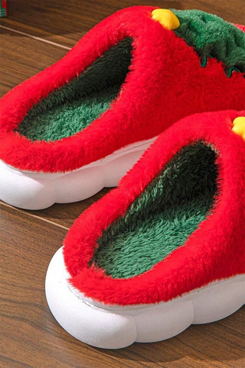 Pantuflas navideñas gruesas suela felpa interior árbol - Carmen Modas - Slides Shoes + Flip Flops