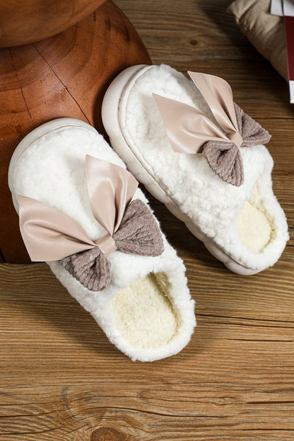 Pantuflas peluche invierno con lazo decorativo contrastante - Carmen Modas - Slides Shoes + Flip Flops