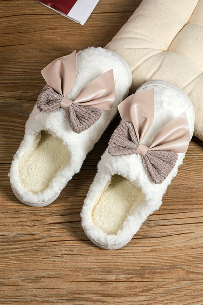 Pantuflas peluche invierno con lazo decorativo contrastante - Carmen Modas - Slides Shoes + Flip Flops