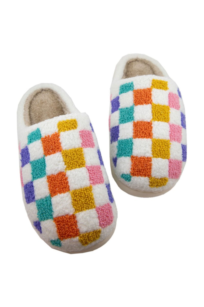 Pantuflas térmicas afelpadas a cuadros para otoño invierno - Carmen Modas - Slides Shoes + Flip Flops