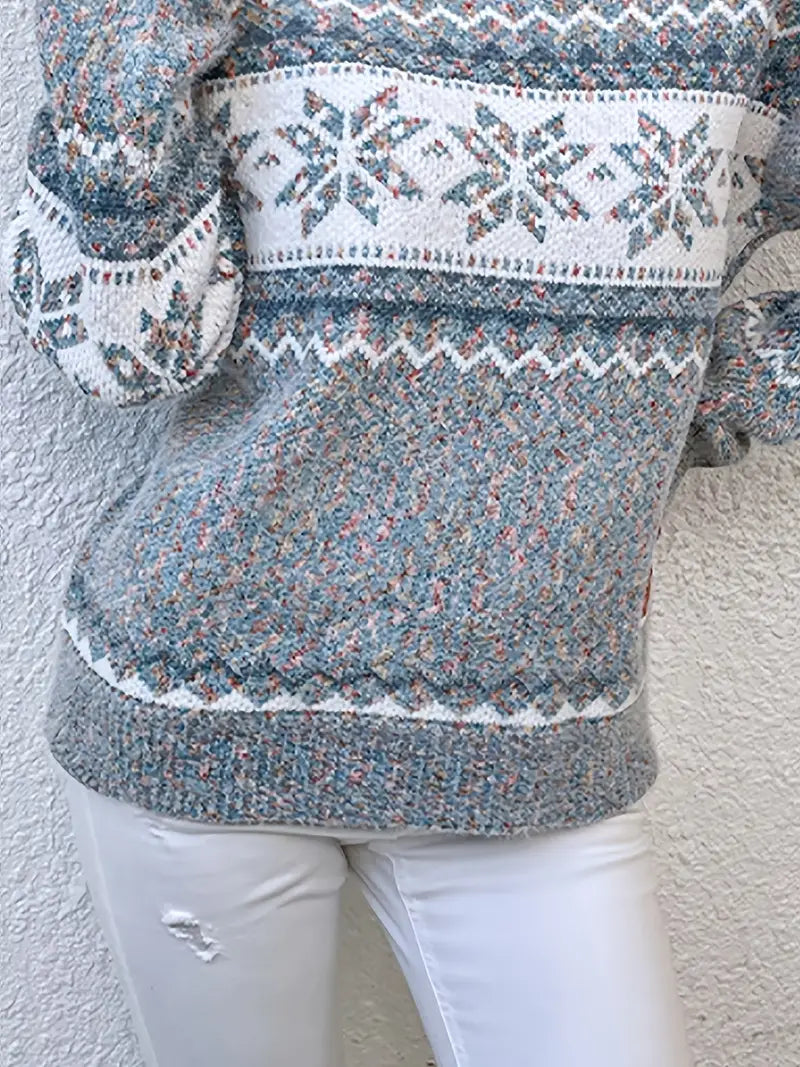 Suéter de Mujer con Cuello Redondo | Patrón Invernal