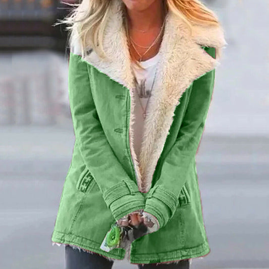 Chaqueta larga para mujer | Cuello de borreguito