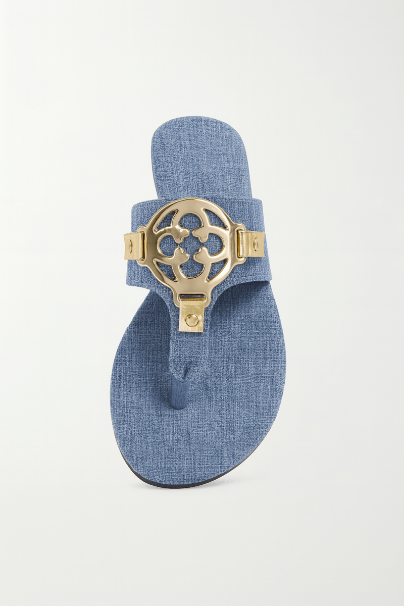 Sandalias chancla cuero sintético con adorno metálico casual - Carmen Modas - Sandals