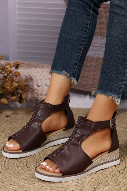 Sandalias de Plataforma con Hebilla y Diseño Calado Mujer - Carmen Modas - Sandals