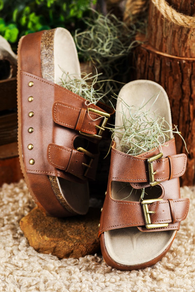Sandalias plataforma con hebilla doble cómodas mujer - Carmen Modas - Slides Shoes + Flip Flops