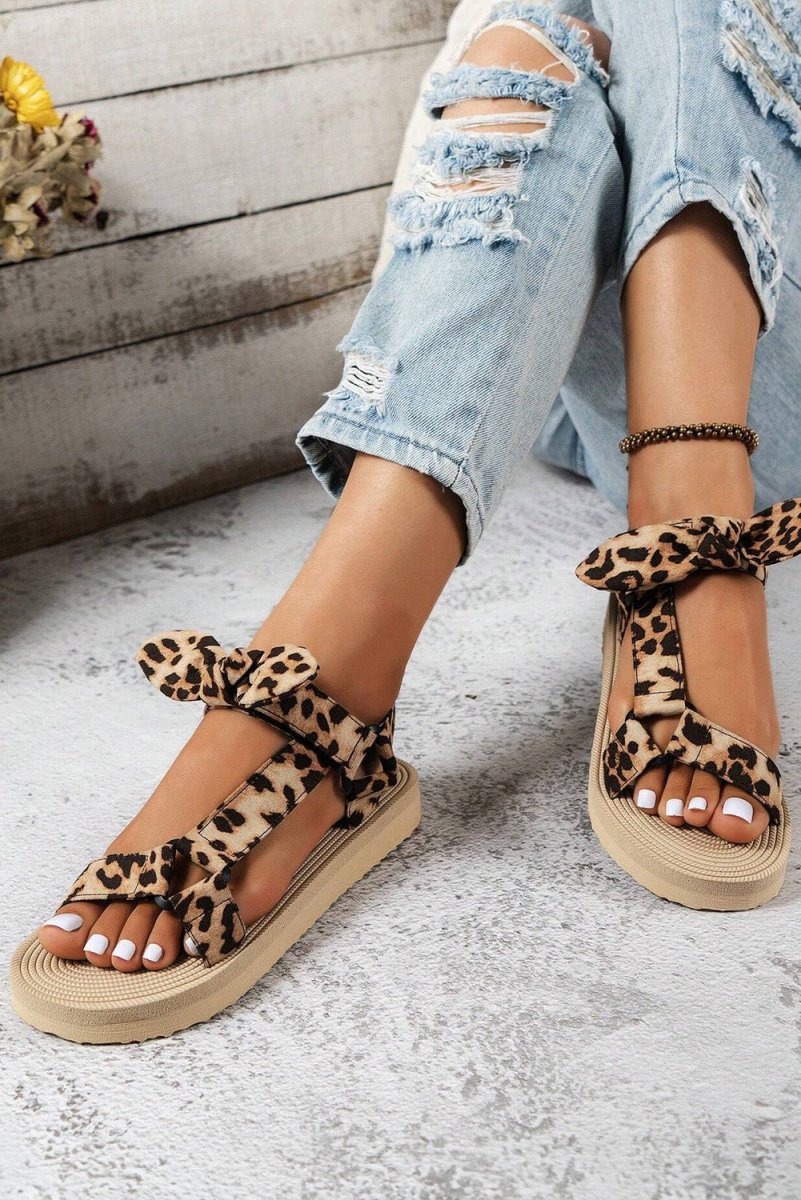 Sandalias Plataforma Leopardo Mujer Lazo Casual - Carmen Modas - Sandals