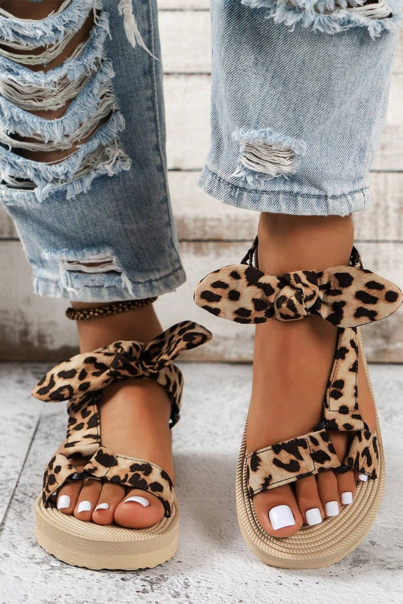 Sandalias Plataforma Leopardo Mujer Lazo Casual - Carmen Modas - Sandals