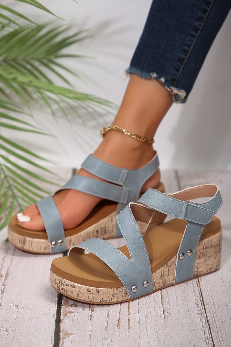 Sandalias Plataforma Mujer Chestnut Hollow Velcro Casual - Carmen Modas - Sandals