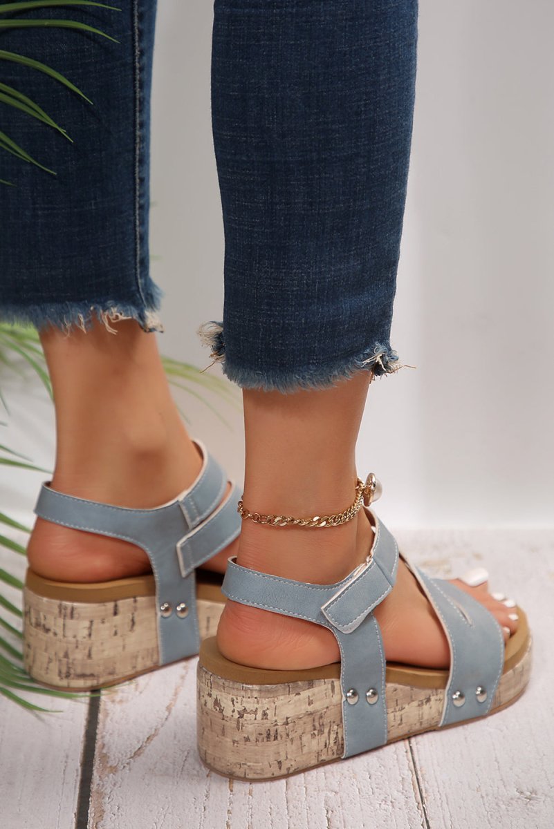 Sandalias Plataforma Mujer Chestnut Hollow Velcro Casual - Carmen Modas - Sandals