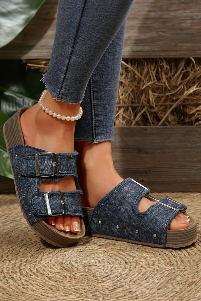 Sandalias retro lycra con hebillas y diseño abierto - Carmen Modas - Sandals