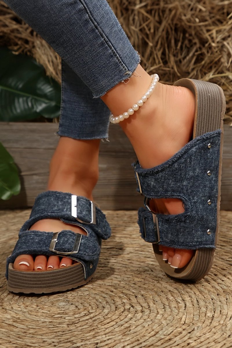 Sandalias retro lycra con hebillas y diseño abierto - Carmen Modas - Sandals