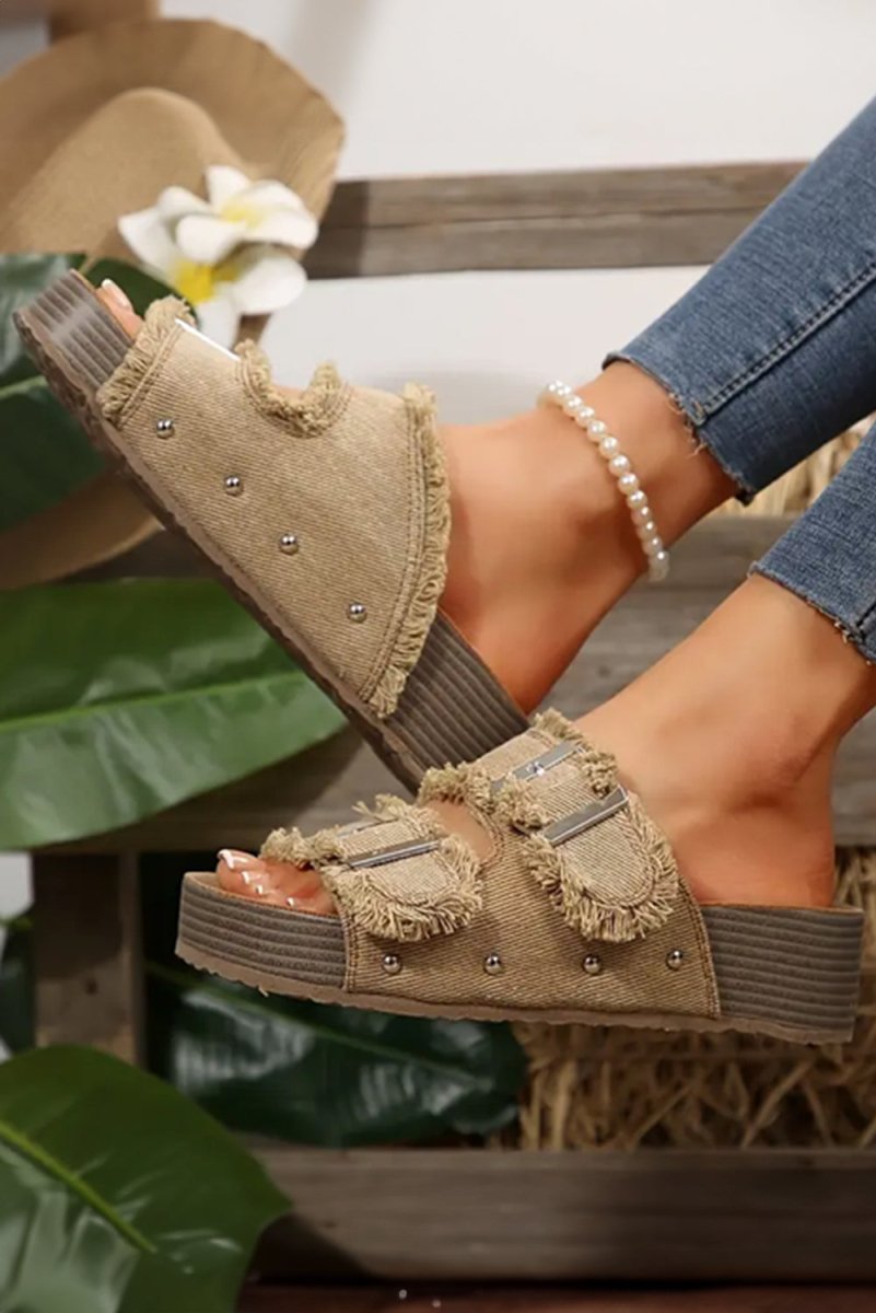 Sandalias retro lycra con hebillas y diseño abierto - Carmen Modas - Sandals