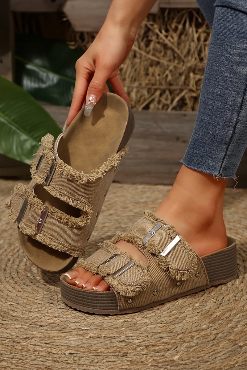 Sandalias retro lycra con hebillas y diseño abierto - Carmen Modas - Sandals