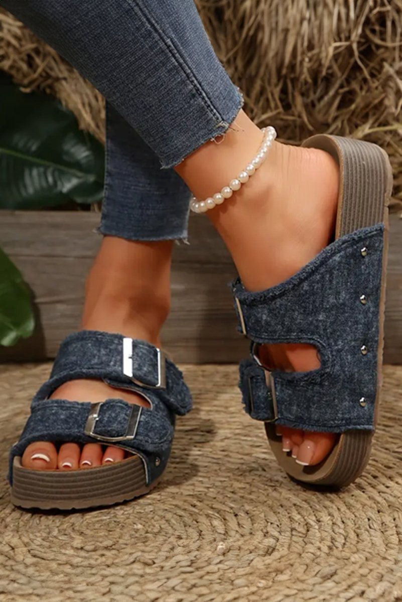 Sandalias retro lycra con hebillas y diseño abierto - Carmen Modas - Sandals