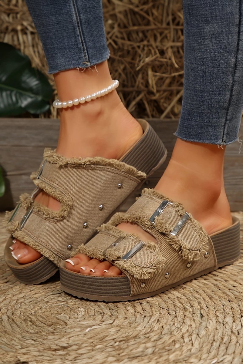 Sandalias retro lycra con hebillas y diseño abierto - Carmen Modas - Sandals