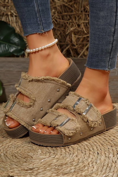 Sandalias retro lycra con hebillas y diseño abierto - Carmen Modas - Sandals