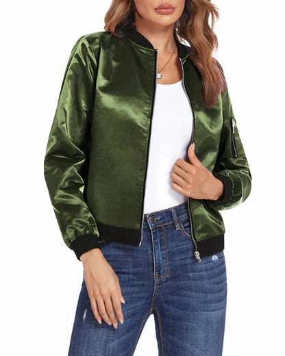 Chaqueta bomber para mujer | Detalle de cremallera