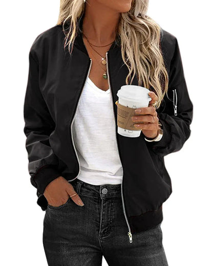 Chaqueta bomber para mujer | Detalle de cremallera