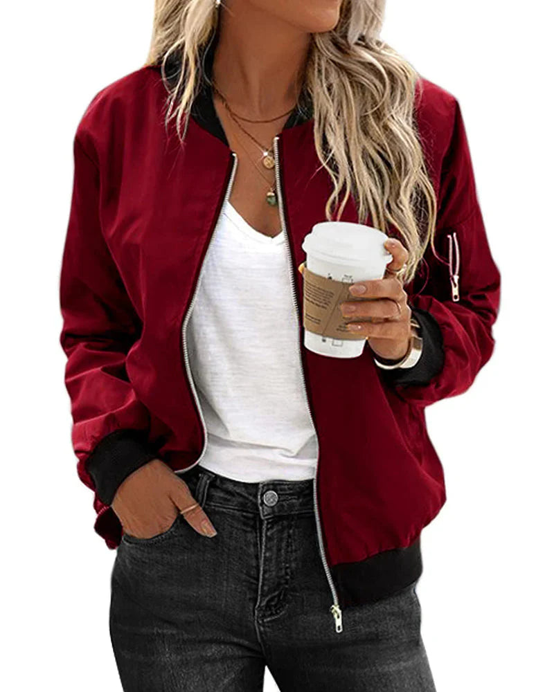 Chaqueta bomber para mujer | Detalle de cremallera