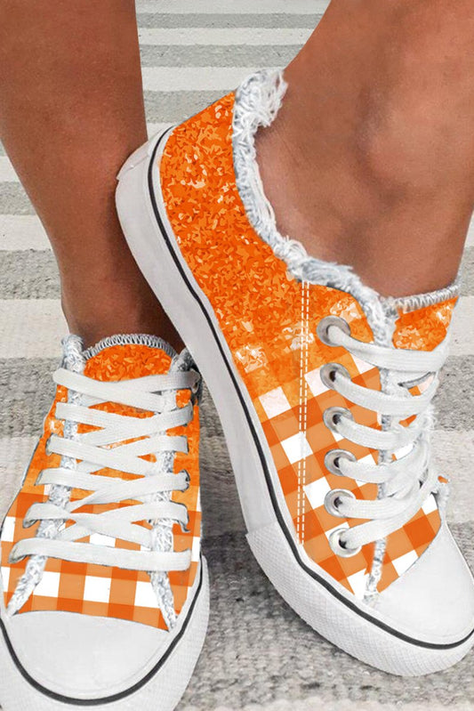 Tenis casuales lona baja diseño cuadros vintage - Carmen Modas - Sneakers