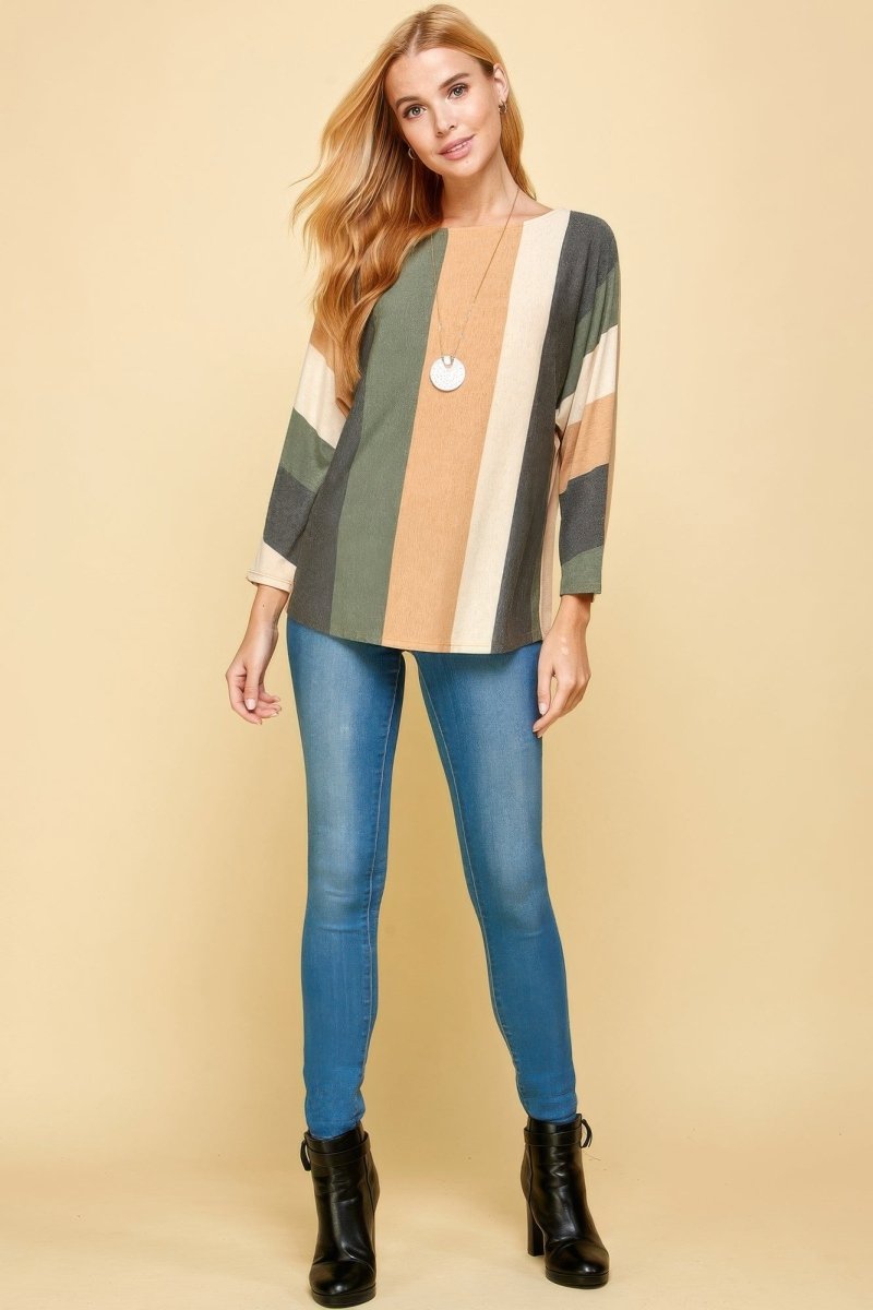 Top Casual a Rayas con Mangas Dolman: Comodidad y Estilo Chic - Carmen Modas - Shirt and Blouses