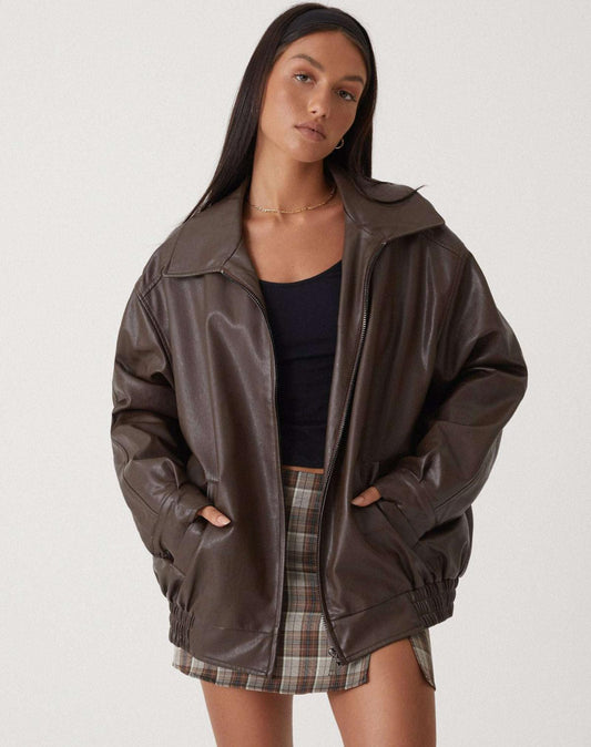 Chaqueta con cremallera oversize para mujer | Cuello ancho