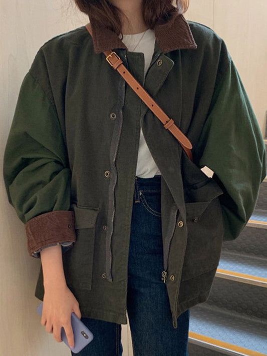 Chaqueta oversize para mujer | Cuello en contraste
