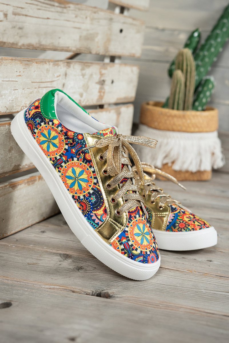 Zapatillas Deportivas Doradas de Cordones - Carmen Modas - Sneakers
