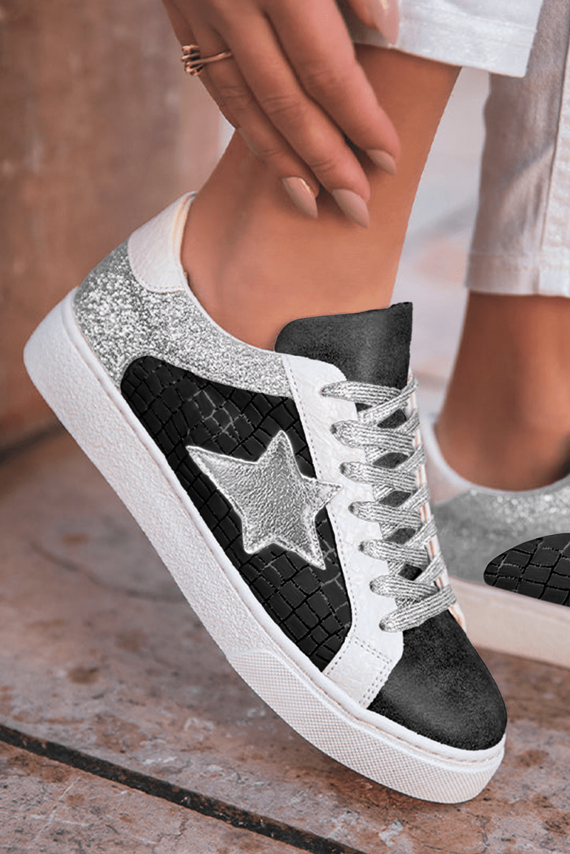 Zapatillas Mujer Brillantes con Glitter y Diseño Patchwork - Carmen Modas - Sneakers