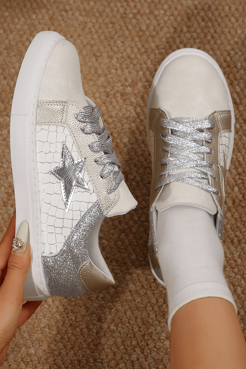 Zapatillas Mujer Brillantes con Glitter y Diseño Patchwork - Carmen Modas - Sneakers