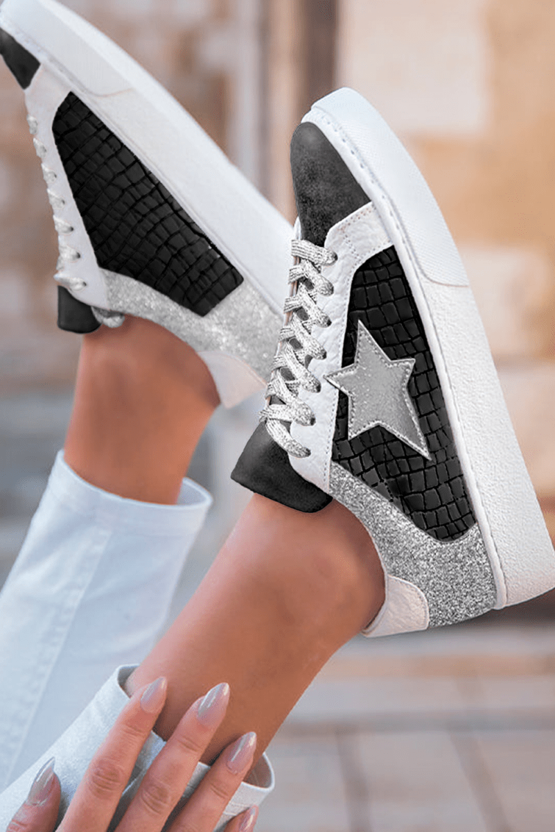 Zapatillas Mujer Brillantes con Glitter y Diseño Patchwork - Carmen Modas - Sneakers