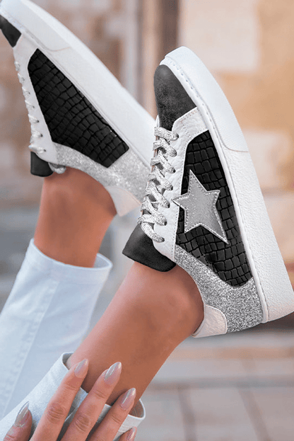 Zapatillas Mujer Brillantes con Glitter y Diseño Patchwork - Carmen Modas - Sneakers