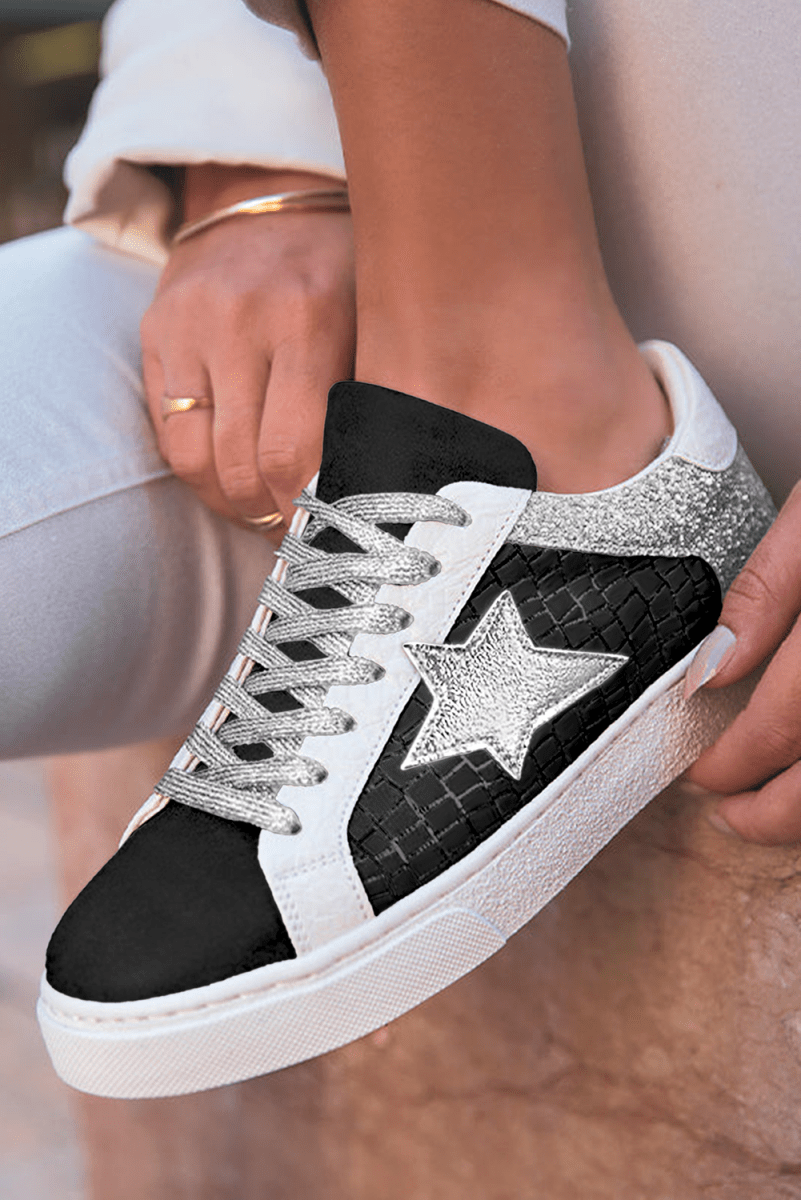 Zapatillas Mujer Brillantes con Glitter y Diseño Patchwork - Carmen Modas - Sneakers