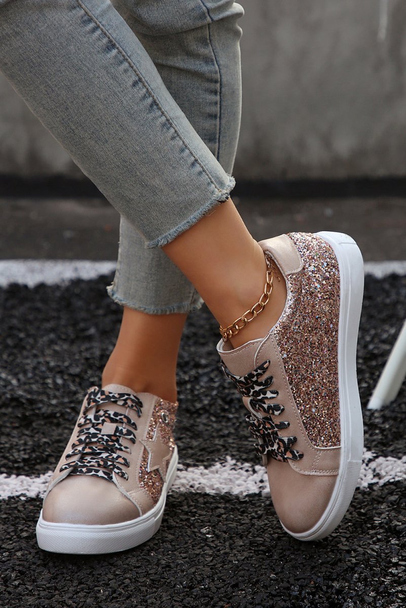 Zapatillas Mujer con Lentejuelas y Estampado Animal Print - Carmen Modas - Sneakers