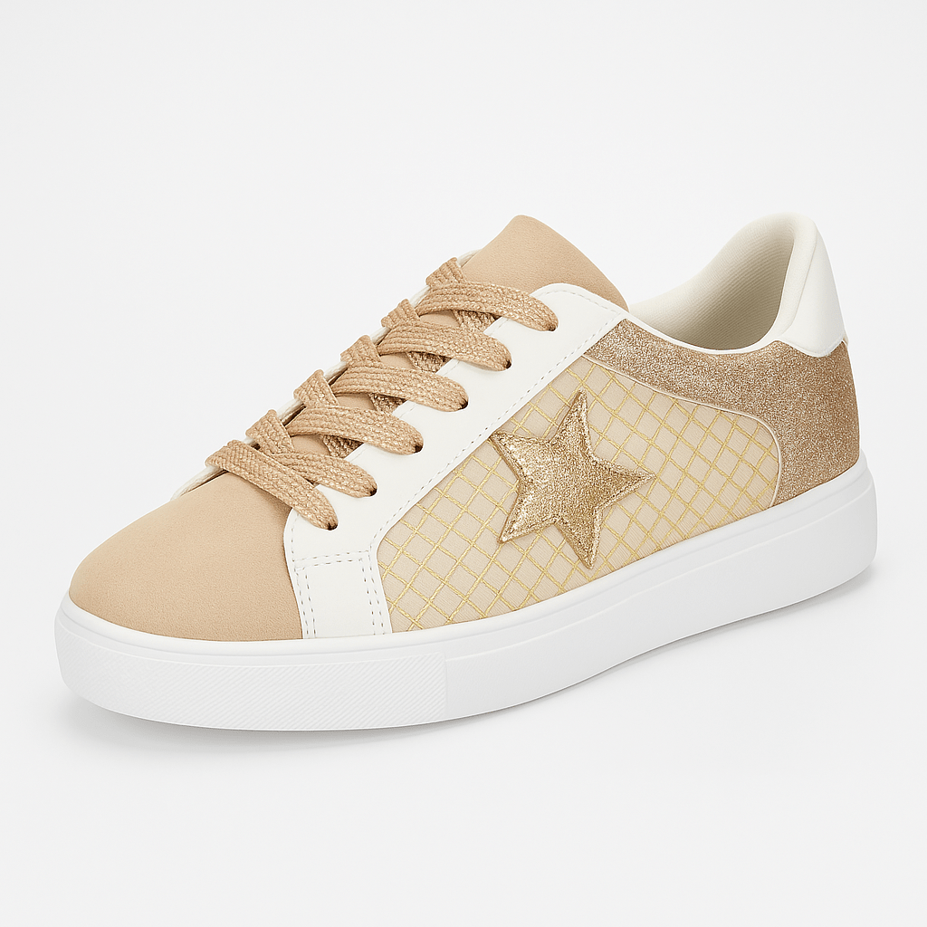 Zapatillas PU con estrellas brillantes y diseño patchwork - Carmen Modas - Sneakers