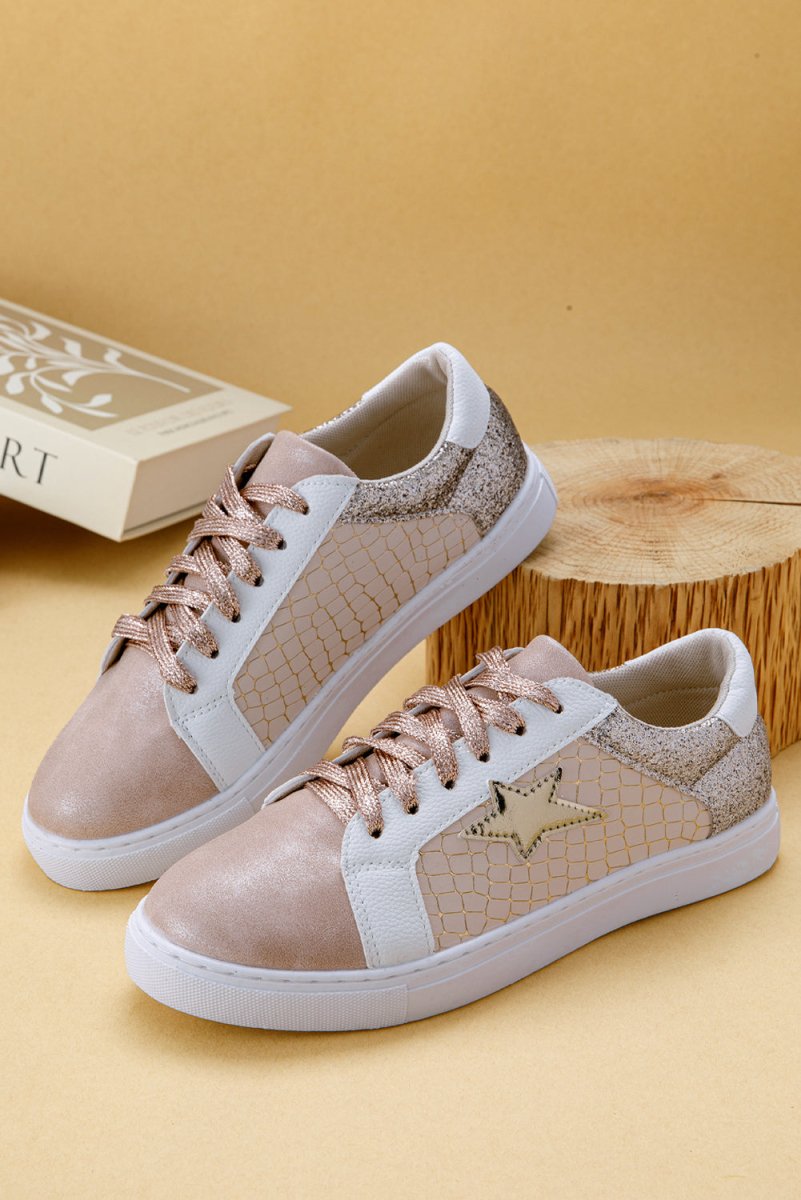 Zapatillas PU con estrellas brillantes y diseño patchwork - Carmen Modas - Sneakers