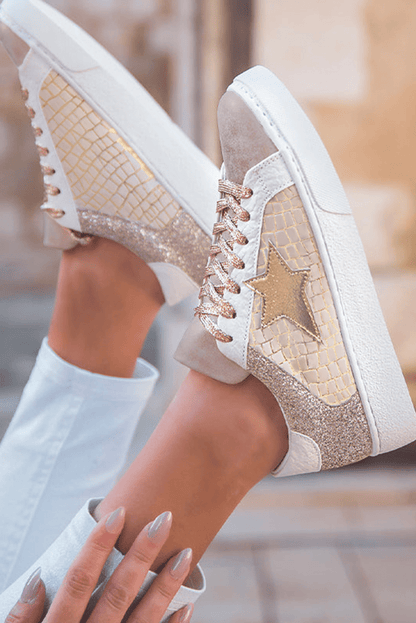 Zapatillas PU con estrellas brillantes y diseño patchwork - Carmen Modas - Sneakers