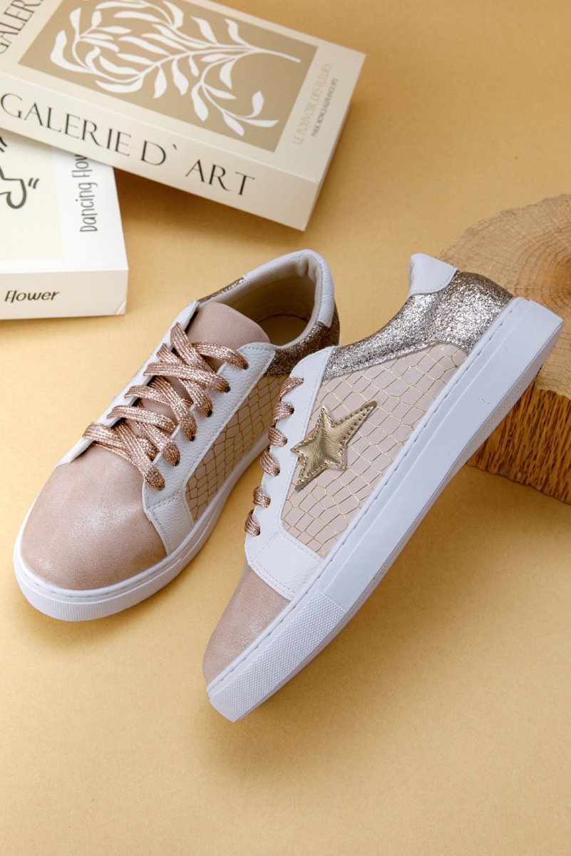 Zapatillas PU con estrellas brillantes y diseño patchwork - Carmen Modas - Sneakers