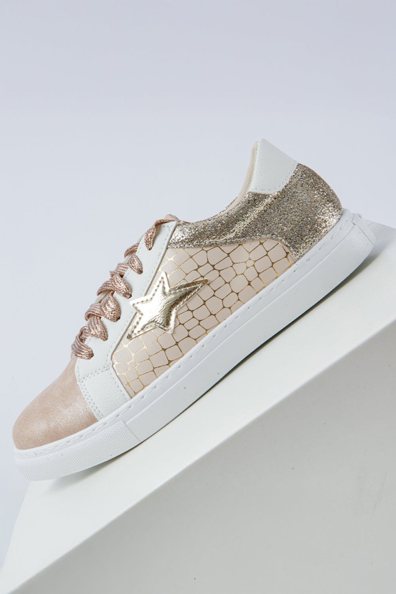 Zapatillas PU con estrellas brillantes y diseño patchwork - Carmen Modas - Sneakers