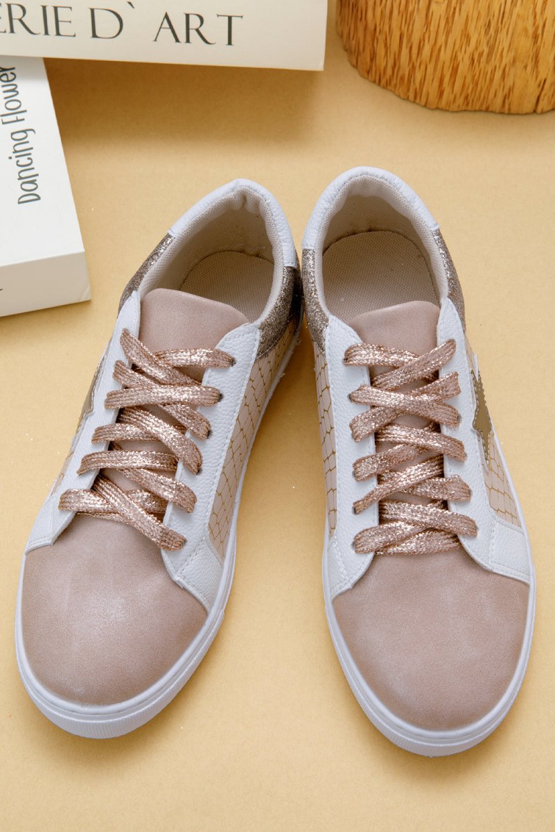 Zapatillas PU con estrellas brillantes y diseño patchwork - Carmen Modas - Sneakers