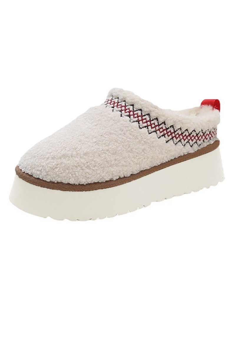 Zuecos tipo sherpa con plataforma gruesa cálida y cómoda - Carmen Modas - Slides Shoes + Flip Flops