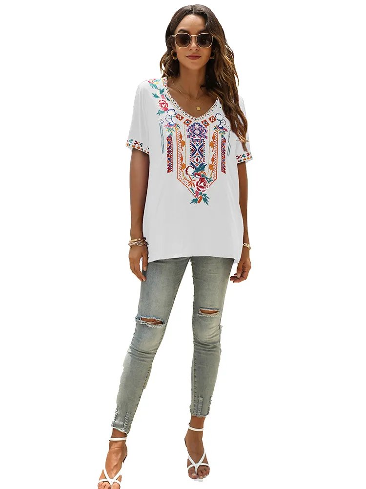 Elsa | Embroidered Mexican Slim Fit Blouse - AMVIM