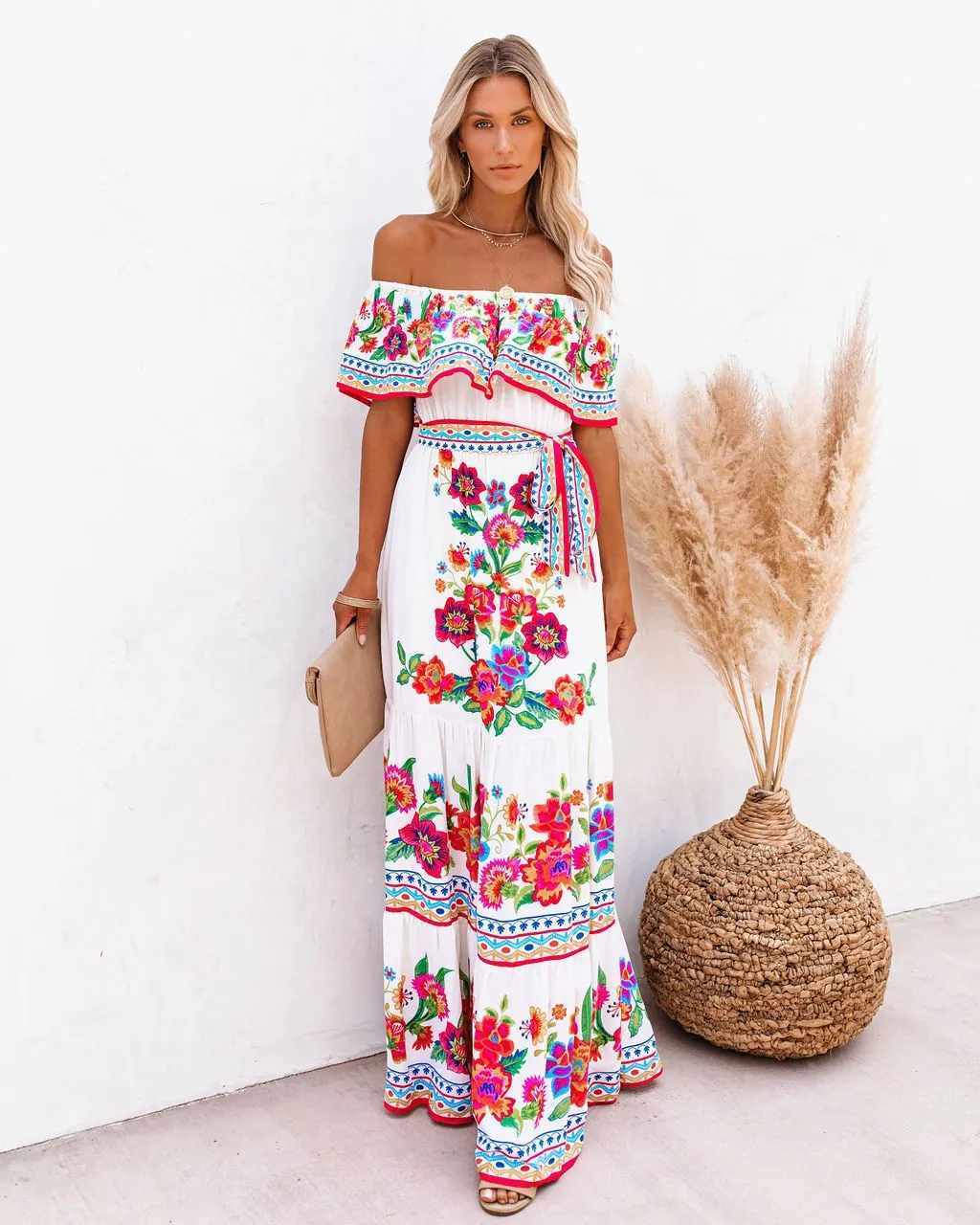 Paloma | Printed Boho Beach Maxi - S - AMVIM