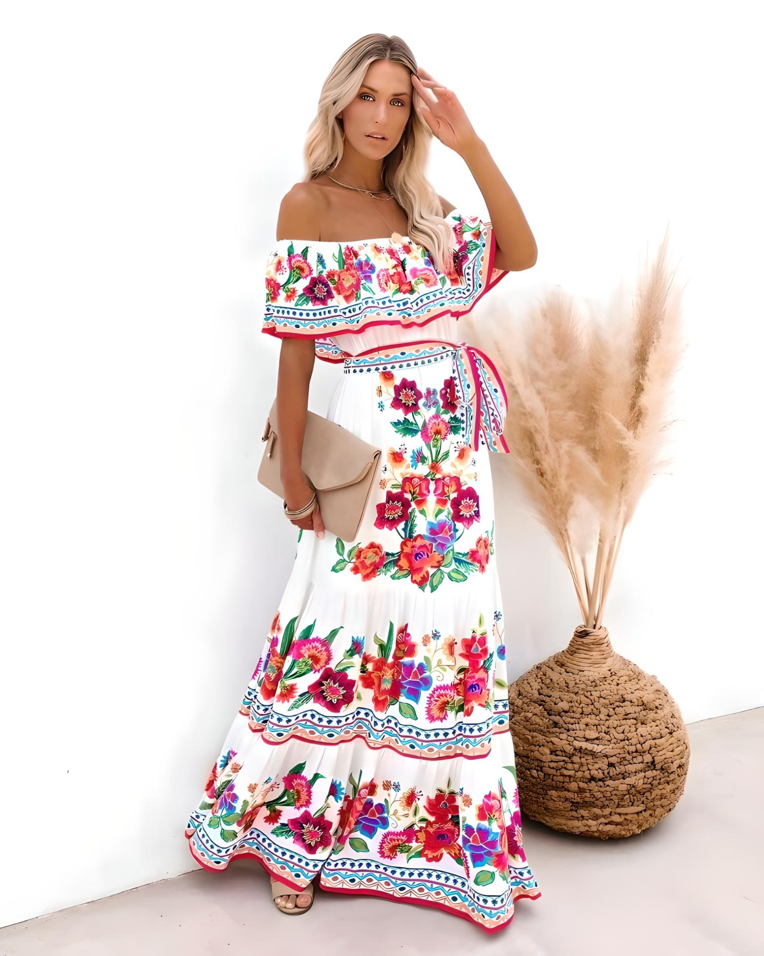 Paloma | Printed Boho Beach Maxi - AMVIM