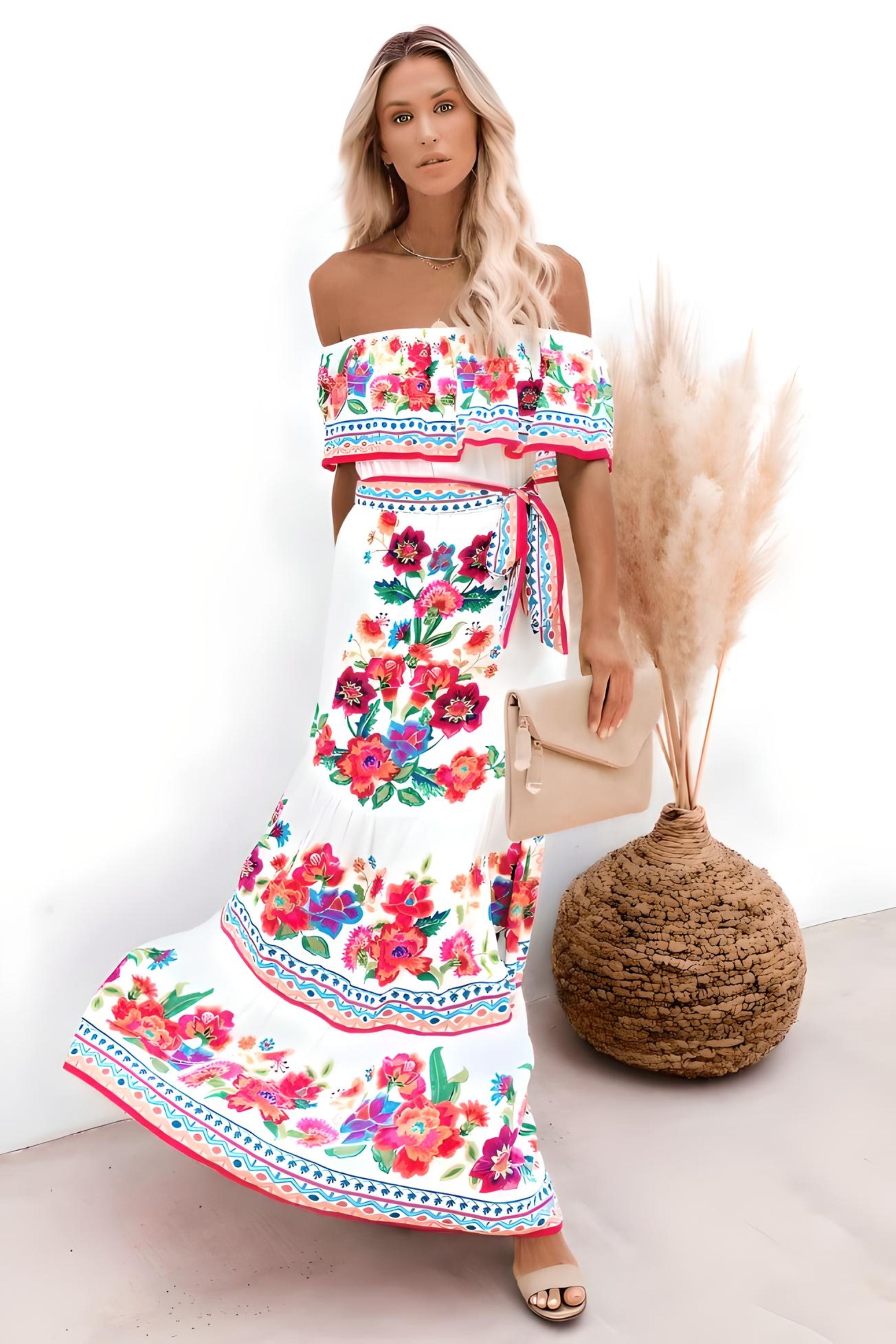 Paloma | Printed Boho Beach Maxi - AMVIM