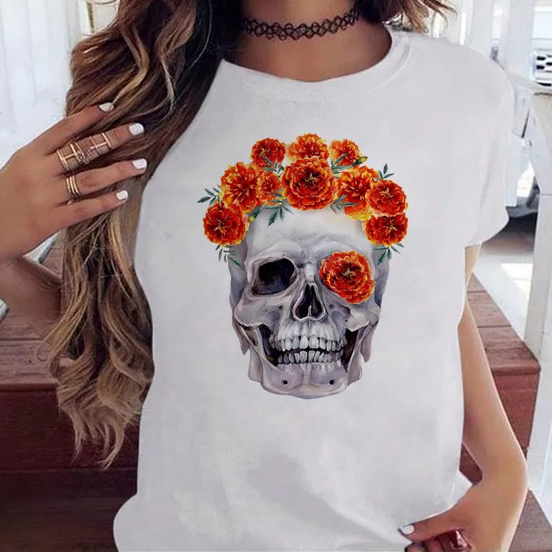 Silvia | Skull Tshirt - White / Style 2 / S - AMVIM