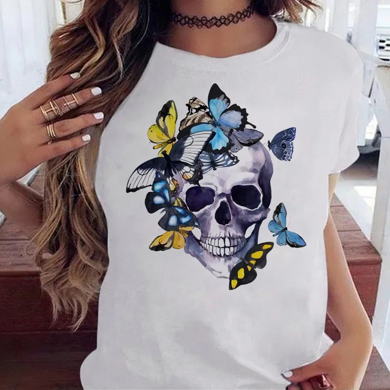 Silvia | Skull Tshirt - White / Style 3 / S - AMVIM