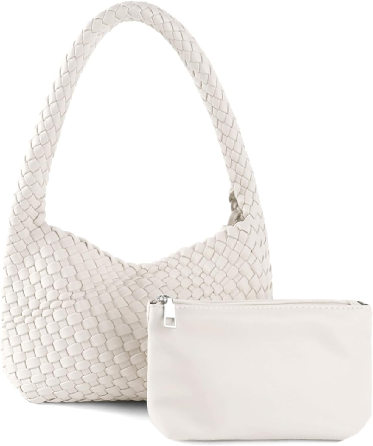 Soledad | Bolso de piel suave tejida - Carmen Modas Blanco / Pequeño